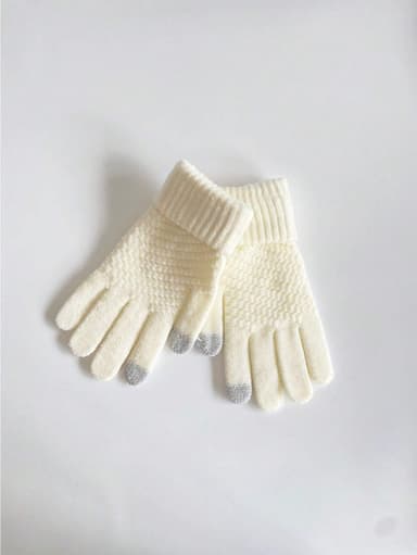 Vinter fleecehandsker med touch screen finger, anti-slip varme Hvid