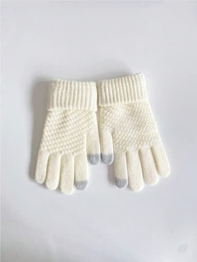 Vinter fleecehandsker med touch screen finger, anti-slip varme Hvid