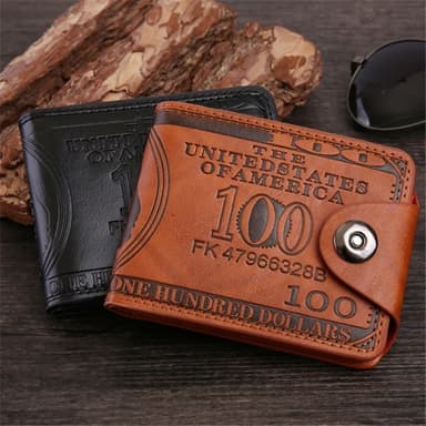 Plånbok Börs 100 dollar sedel Pengar Bifold korthållare - Sort