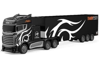 CRAZON Lastbil R/C m/trailer & skilte 1:16 2,4GHz sort