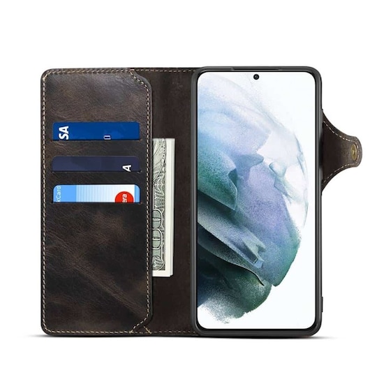 Wallet 3-kort ægte læder Samsung Galaxy S23 FE - Sort