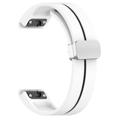 20 mm silikone magnetisk urrem med spænde til Garmin Vivomove Trend, Forerunner Hvid
