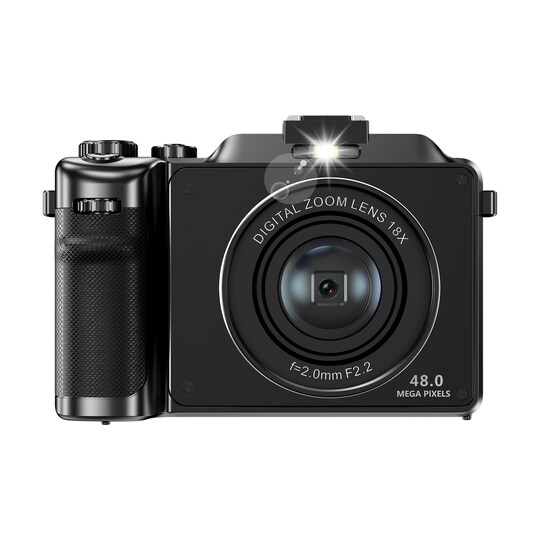 Digitalkamera 4K/48MP/18X digital zoom/autofokus/dobbeltkamera med 32GB TF-kort Sort