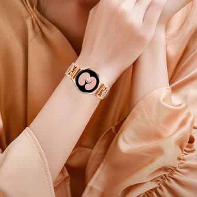 Bling Rhinestone læderurrem til Samsung Galaxy Watch 4/5/6-serien Brun
