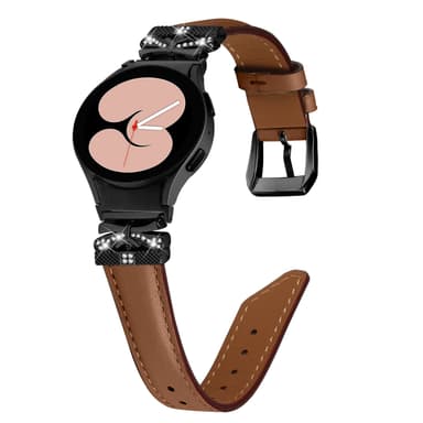 Bling Rhinestone læderurrem til Samsung Galaxy Watch 4/5/6-serien Brun
