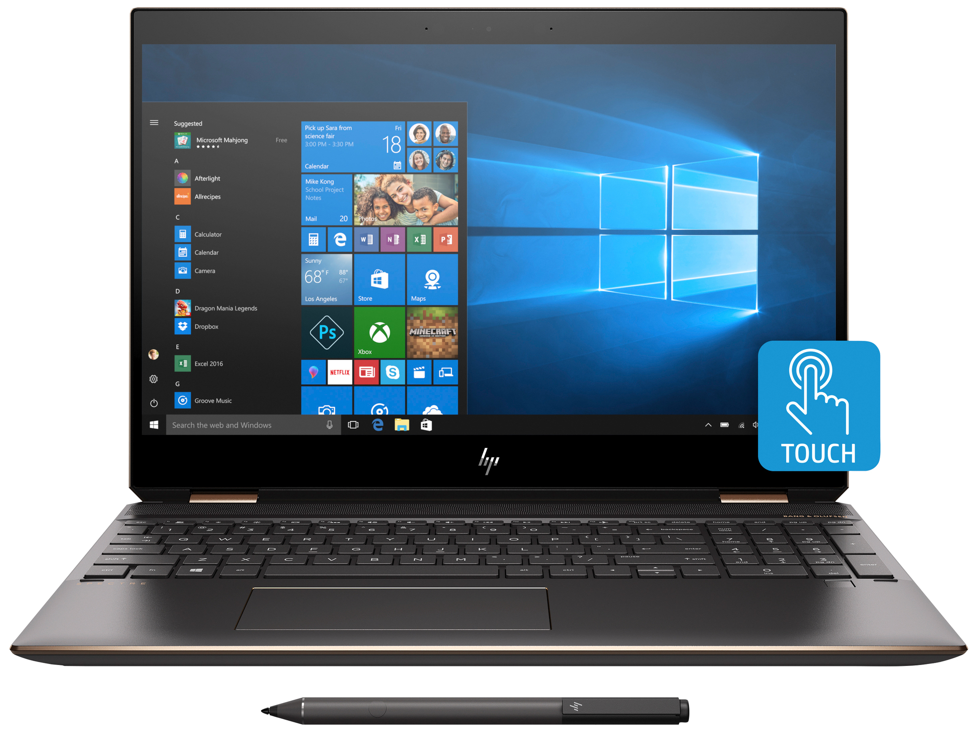 HP Spectre x360 2-i-1 15-df0180no (ash/kobber)