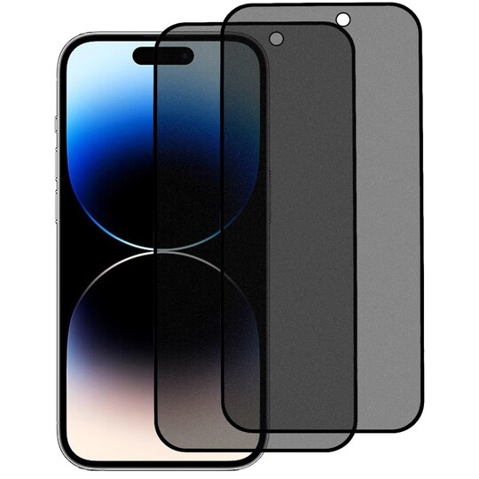 til iPhone 15 Pro Hærdet glas 180-graders anti-spion Privacy 2stk