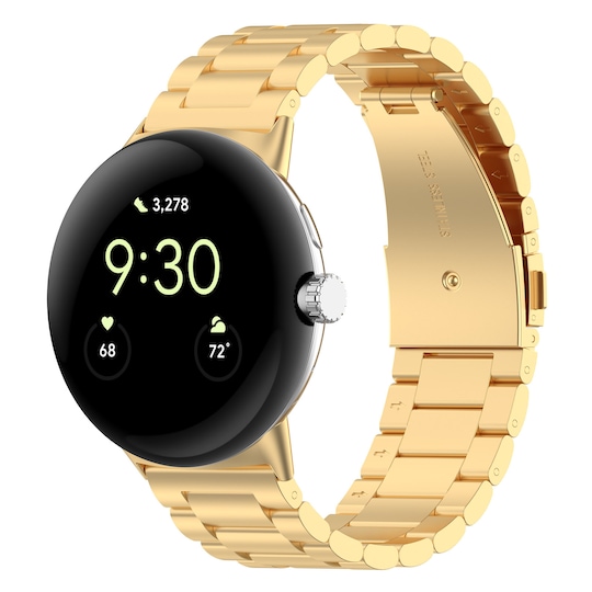 Solide metalbånd i rustfrit stål, der er kompatible med Google Pixel Watch 1/2 Guld
