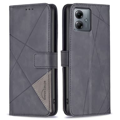 Motorola Moto G14 BINFEN COLOR Præget Flip Cover - Sort