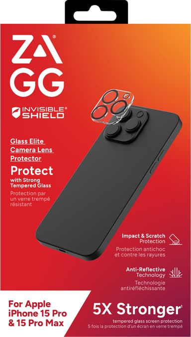 ZAGG InvisibleShield iPhone 15 Pro/iPhone 15 Pro Max Kameralinsebeskytter Glass Elite Camera Lens Protector