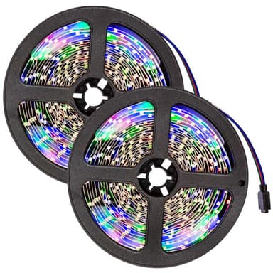 2x RGB LED bånd 5 m. med fjernbetjening - hvid