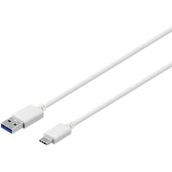 Sandstrøm USB A-C kabel 3 m - hvid