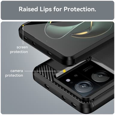 SKALO Xiaomi 13T/13T Pro Armor Carbon Stødsikker TPU-cover - Sort