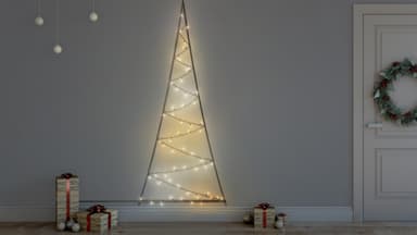 #2 - Twinkly Light Tree - Door Mounting Artificial Tree with 70 RGB + Warm White LEDs. 2 Meters. Black Wire.