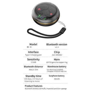 Sleep-hovedtelefoner Bluetooth I øret til at sove med - Sort