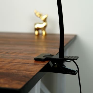 LED bordlampe med klemme / 3 farvetilstande lang / fleksibel svanehals Sort