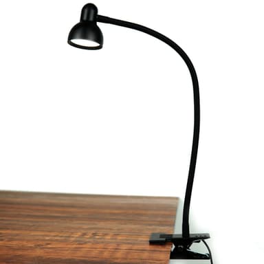 LED bordlampe med klemme / 3 farvetilstande lang / fleksibel svanehals Sort