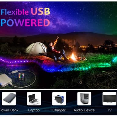 INF LED strip lys med RGB farveskift, Bluetooth app kontrol til TV, rum IP65 Sort 5 m