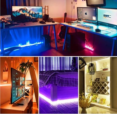 INF LED strip lys med RGB farveskift, Bluetooth app kontrol til TV, rum IP65 Sort 5 m