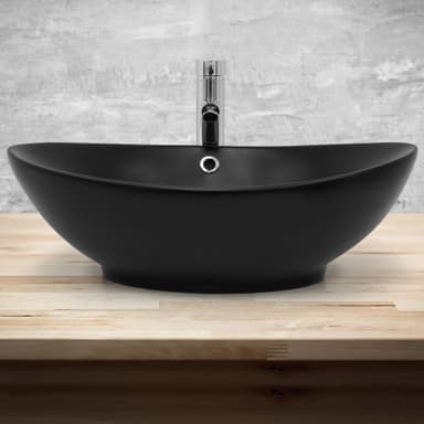 ML Design keramisk vask sort mat, 59x38x19 cm, oval