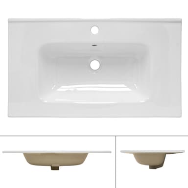 ML Design keramisk vask hvid 81x16,5x46 cm firkantet, indbygget vask