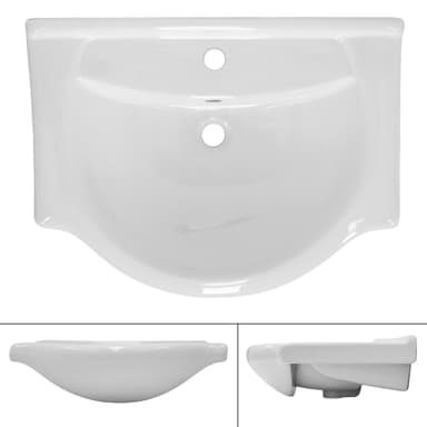 ML-Design keramisk håndvask hvid 61x16,5x46 cm, med indbygget vask