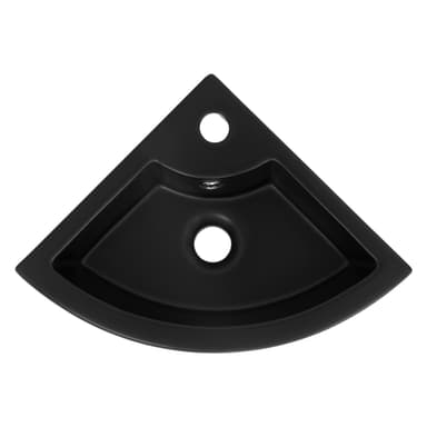 Vask med pop-up afløb og overløb 46x33x13 cm sort keramik ML-Design