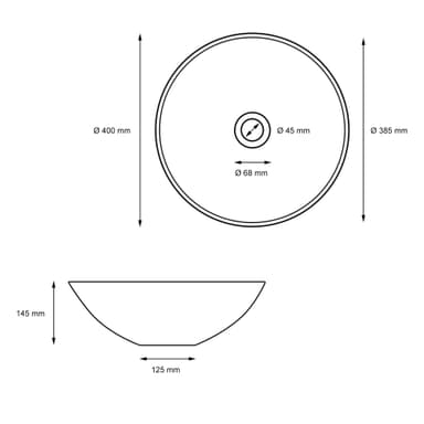 Håndvask rund Ø 40x14,5 cm Sort keramik ML-Design