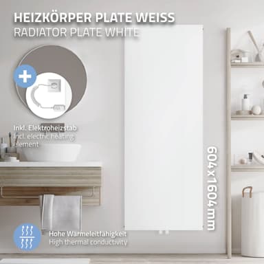 ML-Design Elektrisk badeværelsesvarmer 1600x604 mm Hvid
