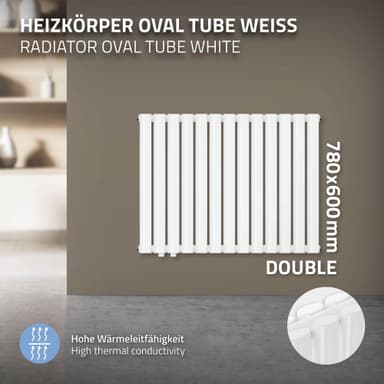 ML-Design Panelradiator 600x780 mm hvid, dobbeltlag vandret