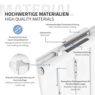 ML-Design Elektrisk håndklædetørrer 1600x604 mm hvid, 900W