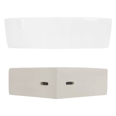 Kvadratisk vask med overløb 46x33x13 cm hvid keramik ML-Design