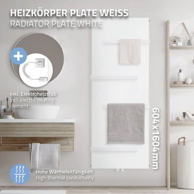 ML-Design Elektrisk håndklædetørrer 1600x604 mm hvid, 900W