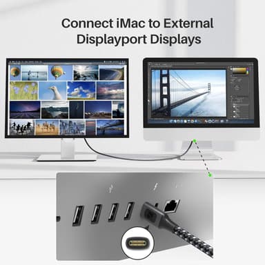 NÖRDIC 1,5 m USB-C til Displayport-kabel UHD 4K 60Hz DP 1,2 21,6 Gbps HDCP Alt Mode Over USB-C, aluminiumsstik Space Grey