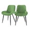 ML-Design 2 spisebordsstole, med ryg og armlæn, grønt fløjlssæde