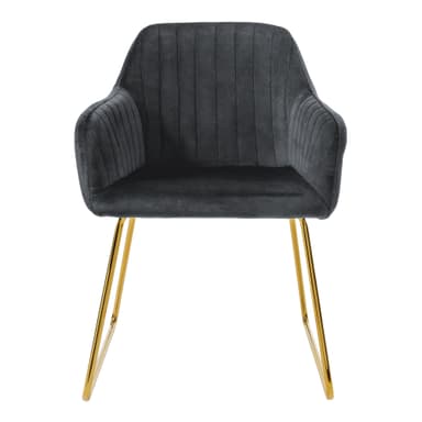 2x Spisebordsstole grå fløjlspolstring med metalben ML-Design