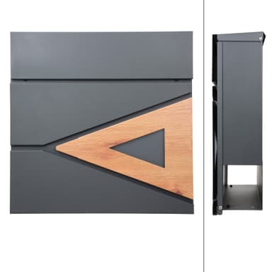 ML-Design brevkasse 37x36,5x11 cm antracit/træmønstret stål