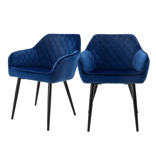 ML-Design 2 spisebordsstole med armlæn og ryglæn, mørkeblå