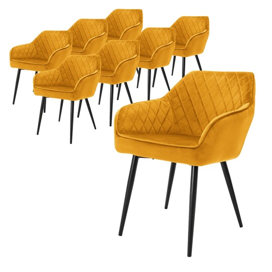 ML-Design Sæt med 8x spisebordsstole - sennep - moderne stil