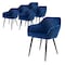 6 spisestole sæt fløjlspolstret stol mørkeblå
