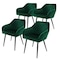 4 spisestole sæt fløjlspolstret stol mørkegrøn