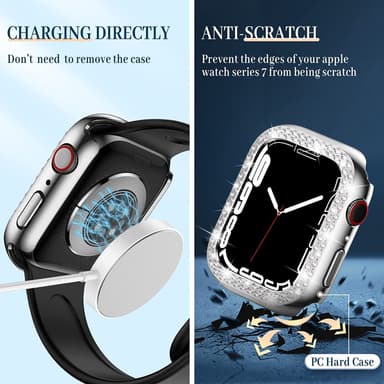 2-Pakke etui med skærmbeskytter til Apple Watch iWatch 3 sølv 44 mm