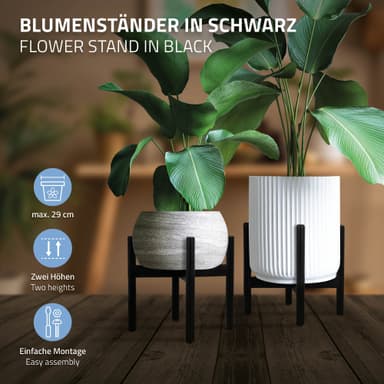 ML-Design Blomsterstativ Sort, træ, 25x25x30 cm