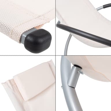 Gyngestol med nakkestøtte 155x45x125 cm Creme Aluminium polyesterbelagt