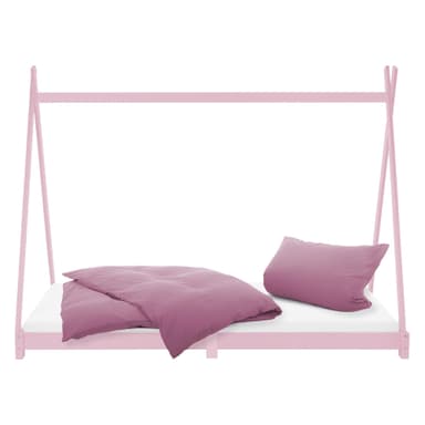 ML Design BedTipi 90 x 200 cm med spalteramme, pink