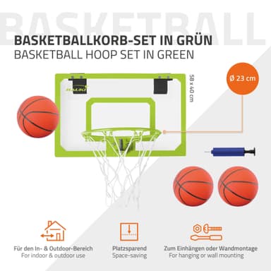 Hauki Mini basketballkurv til værelset, sæt med 3 bolde Ø16cm