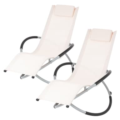 Gyngestol med nakkestøtte 155x45x125 cm Creme Aluminium polyesterbelagt