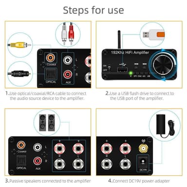 NÖRDIC Bluetooth 5.0 stereo audio-forstærker 192 kHz DAC digital til analog konverter 2x30W forstærker