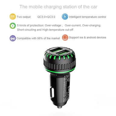 NÖRDIC oplader 30W med 1xUSB C PD30W og 1xUSB En 18W Quick Charger 3,0 Qualcomm certificeret