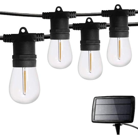 Kraftfuld solcellelys-kæde 10m med 20 udskiftelige LED-pærer